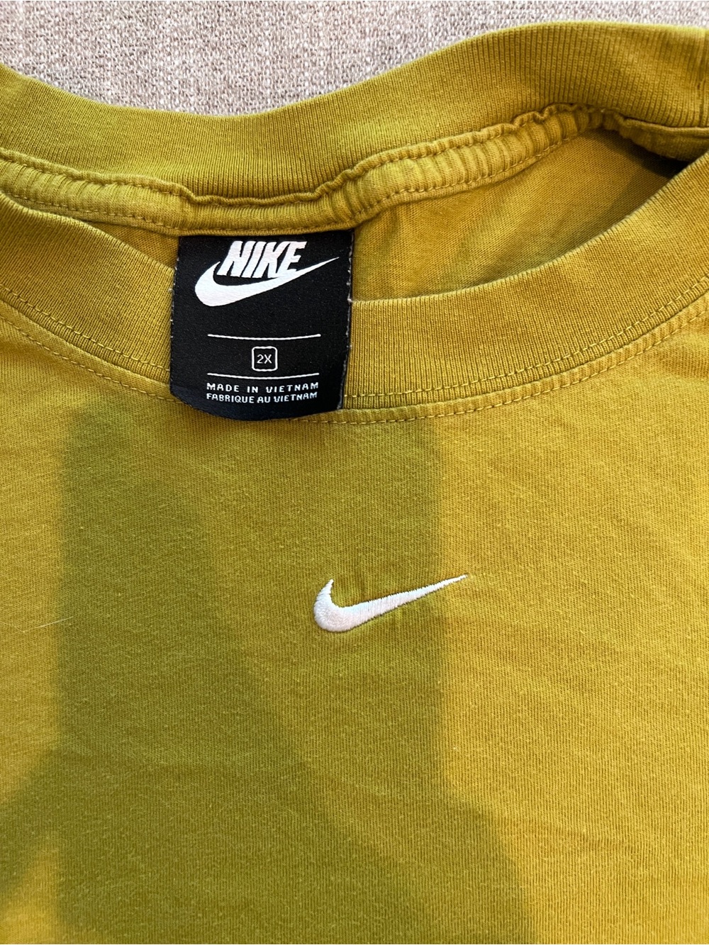 Nike womens Olive Crew Short-Sleeve Tee with White Swoosh - Picture 2 of 4
